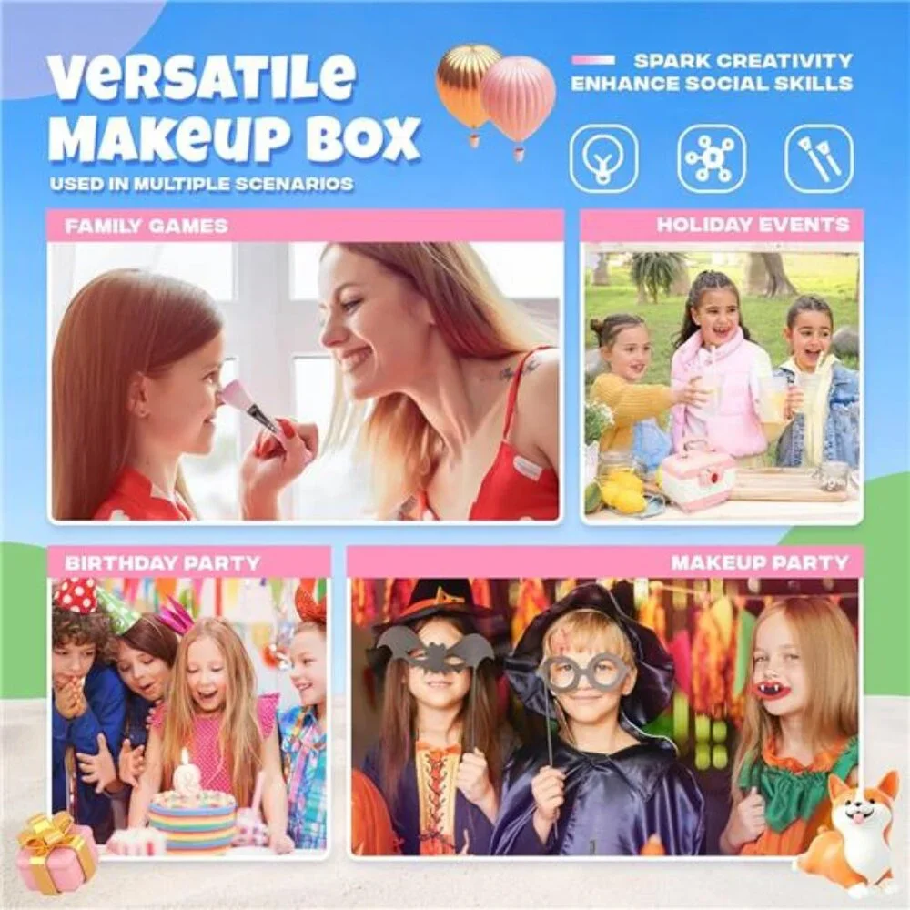 BELLOCHIDDO Kids Makeup Kit - 41 Pcs Real Makeup Set for Little Girls - Prtend P